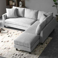 Corner Sofa with Ottoman, Beech Wood, 150x215cm - SBF60