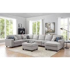 Corner sofa, natural beech wood, 250x380cm - various colors - DECO64