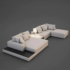 Corner sofa, natural beech wood, 170x360cm - Various colors - DECO41