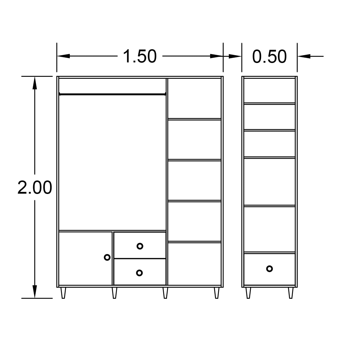 دولاب 50×150 سم - مكتبة50×50 سم-FNH13