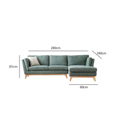Corner sofa, red beech wood, 180x280cm - GOL46