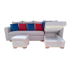Storage Corner Sofa with Pouf - Multiple Colors 200x300cm - BF128