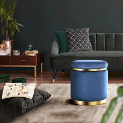 Pouf Pouffe Round - Navy