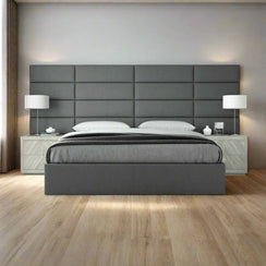 Upholstered bed with storage box, 210x170 cm - Counter and beech wood