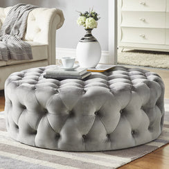 Tufted Ottoman - Various Sizes - Grey - AC30