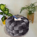 Beech wood pouf coffee table 60x47cm