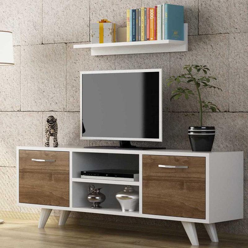 ترابيزة تليفزيون مودرن مع رف ديكور 120X25سم - TVU0019